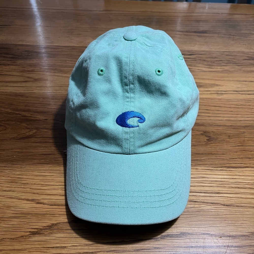 Costa Performance Hat Adjustable Slide Back One Size Mint Green Cap w/ Blue Logo